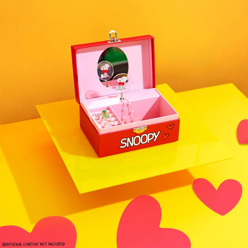 Peanuts Snoopy Musical Jewelry Box for Girls Teens Women with Compartments & Mirror, Keepsake Memory Box Bedroom Decor Cute Gifts - Image 2
